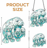 Personalized Manatee Family Acrylic Sun Catcher Ornament Gift for Grandma Mom, Custom Kids Names Window Decor, Heartfelt Gifts for Mimi Nana from Grandkids, Family Window Hanging Decor