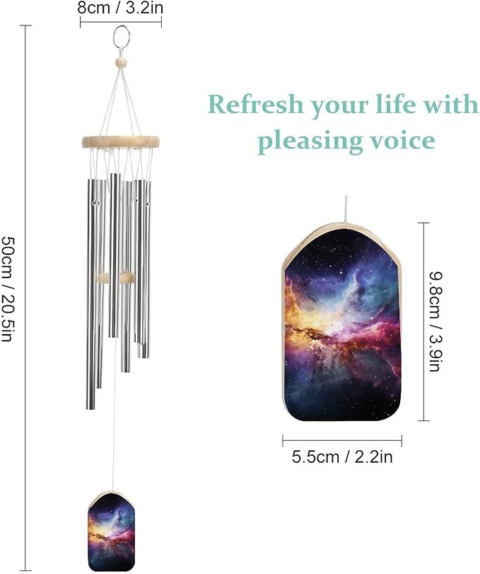 Large Aluminium Wind Chimes 20.5" Inches Nebula and Galaxy in The Universe Wind Chimes for Outside Memorial Wind Chimes Sympathy Wind Chime for Outdoor Garden Patio Decoration