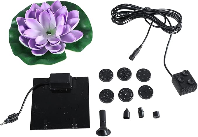 Solar Garden Fountain Water Lilies Designs Outdoor Bird Bath Accessories Suitable for Patios and Fish Pond Fish Pond Accessories