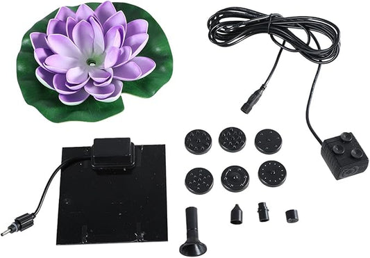 Solar Garden Fountain Water Lilies Designs Outdoor Bird Bath Accessories Suitable for Patios and Fish Pond Fish Pond Accessories