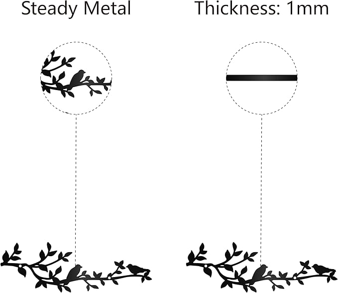 CREATCABIN Bird Metal Wall Decor Birds on Branch Vine Olive Wall Art Rustic Black Wall Hanging Sculpture Home Decor Sign Ornament for Home Balcony Living Room Bedroom Indoor Outdoor 11.8x3.9Inch