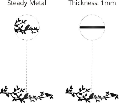 CREATCABIN Bird Metal Wall Decor Birds on Branch Vine Olive Wall Art Rustic Black Wall Hanging Sculpture Home Decor Sign Ornament for Home Balcony Living Room Bedroom Indoor Outdoor 11.8x3.9Inch