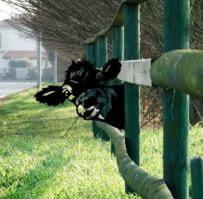 Farm Bear Art Garden Decor Outdoor Decoration, Farm Peeping Cow Metal Art Outdoor Decor, Fence Animals Silhouette Art Decoration for Farmhouse, Yard, Lawn Weather (E)