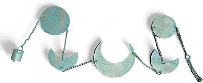 Mango Gifts Handcrafted Recycled Iron Metal Moon Phase Cycle, Wall Hanging Art for Moon Lovers Boho Theme Home Decor Ornaments, Antique Green Gold Finish 95 cm Height