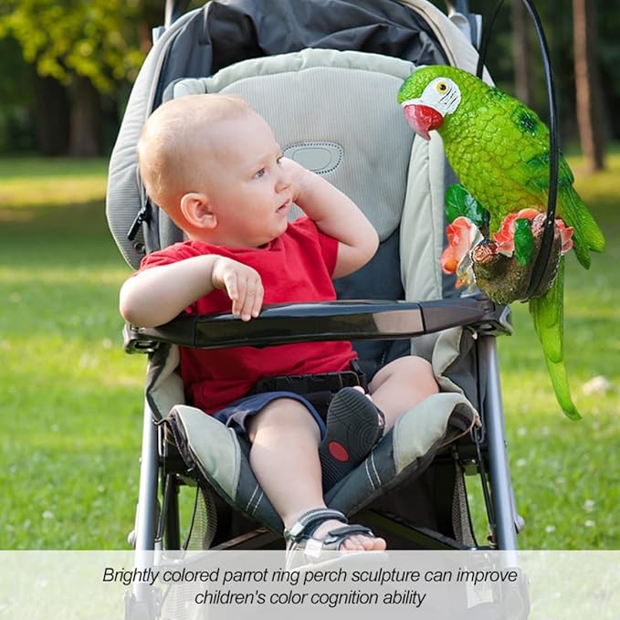 Hanging Parrot Garden Decor Resin Parrot Statue Outdoor Decor Parrot on Perch Garden Sculpture Parrot Statue Garden Sculptures for Outdoor Garden Decorations Vivid Arts Garden Ornaments Green