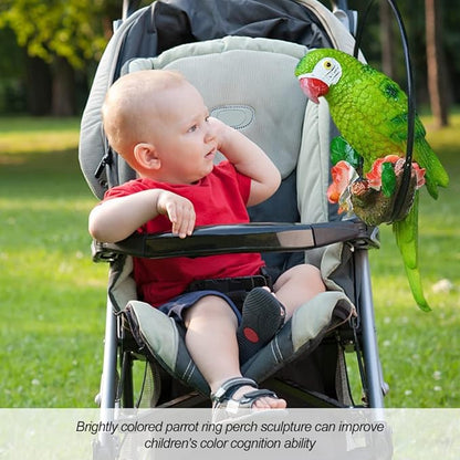Hanging Parrot Garden Decor Resin Parrot Statue Outdoor Decor Parrot on Perch Garden Sculpture Parrot Statue Garden Sculptures for Outdoor Garden Decorations Vivid Arts Garden Ornaments Green