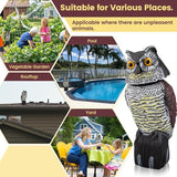 Fake Owl Decoys to Scare Birds Away, Waterproof 360° Rotating Head Hawks & Squirrel Deterrent, Garden Owl Decoy for Outdoor Yard Patio Pools