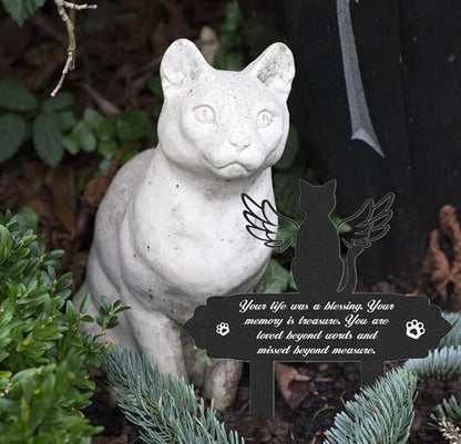 Grave Markers for Cemetery for Cat, Weatherproof Metal Pet Memorial Stake, Garden Cemetery Decoration, Waterproof Pets Grave Marker Memorial Plaques for Outdoors Yard Patio