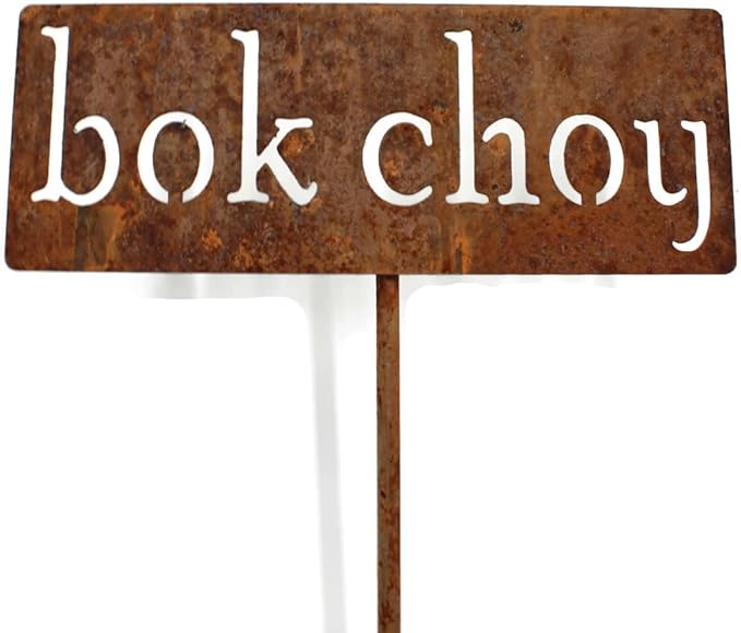 Classic Metal Garden Markers 19 Inches Tall (bok choy, Naturally Rusted)
