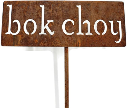 Classic Metal Garden Markers 19 Inches Tall (bok choy, Naturally Rusted)