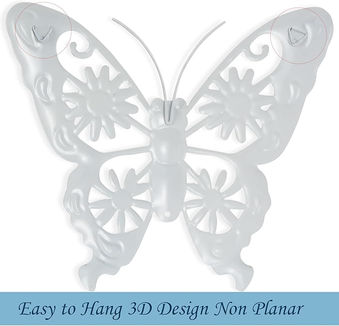 Pipilily 4 Pieces Metal Butterfly Wall Art Decor, Outdoor Indoor Fence Metal Wall Sculptures, Hanging Decoration for Garden Yard Living Room Bedroom Patio Balcony (Color Set 2)