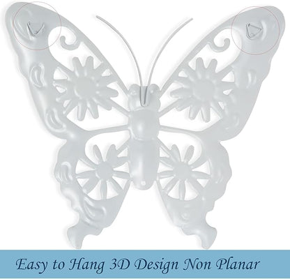 Pipilily 4 Pieces Metal Butterfly Wall Art Decor, Outdoor Indoor Fence Metal Wall Sculptures, Hanging Decoration for Garden Yard Living Room Bedroom Patio Balcony (Color Set 2)