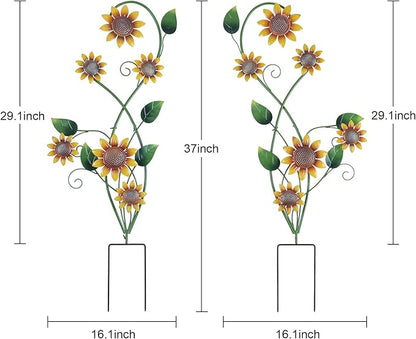 YEAHOME Garden Decor for Outside, 2 Pack 37“ Metal Sunflowers Garden Stakes, Spring Wall Decor, Yellow Look & Personalities Flowers Yard Art for Outdoor Lawn Backyard Porch Patio Home Decorations