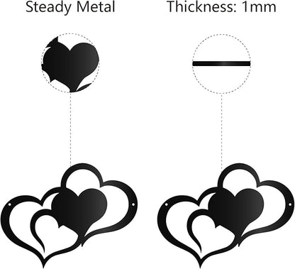 CREATCABIN Love Heart Wall Art Metal Hearts Wall Decoration Sign Ornament Wall Hanging Minimalist Sculpture Artwork for Valentine's Day Bedroom Living Room Decor Housewarming Gift Black 11.8 x 9 Inch