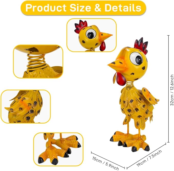 Metal Rooster Garden Statue Outdoor Chicken Decor Yard Art Decoration,Garden Sculptures for Backyard Patio Lawn Ornaments