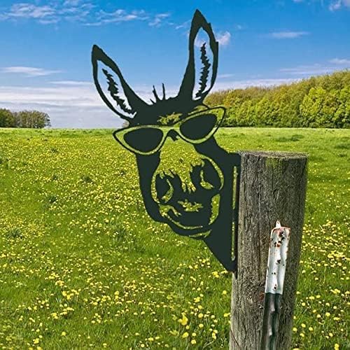 Farm Bear Art Garden Decor Outdoor Decoration, Farm Peeping Cow Metal Art Outdoor Decor, Fence Animals Silhouette Art Decoration for Farmhouse, Yard, Lawn Weather (B)