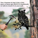 WADORN Owl on Branch Metal Yard Art Decor, Owl Bird Stainless Steel Outdoor Tree Silhouette Stake for Tree Yard Garden Patio Animal Outdoor Decor Gift for Housewarming Home Art Decor