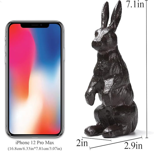 BRASSTAR Cast Iron Standing Rabbit Statue Outdoor Garden Patio Yard Indoor Home Animal Figurine Decorative 7.1''(H) TQGJPT306