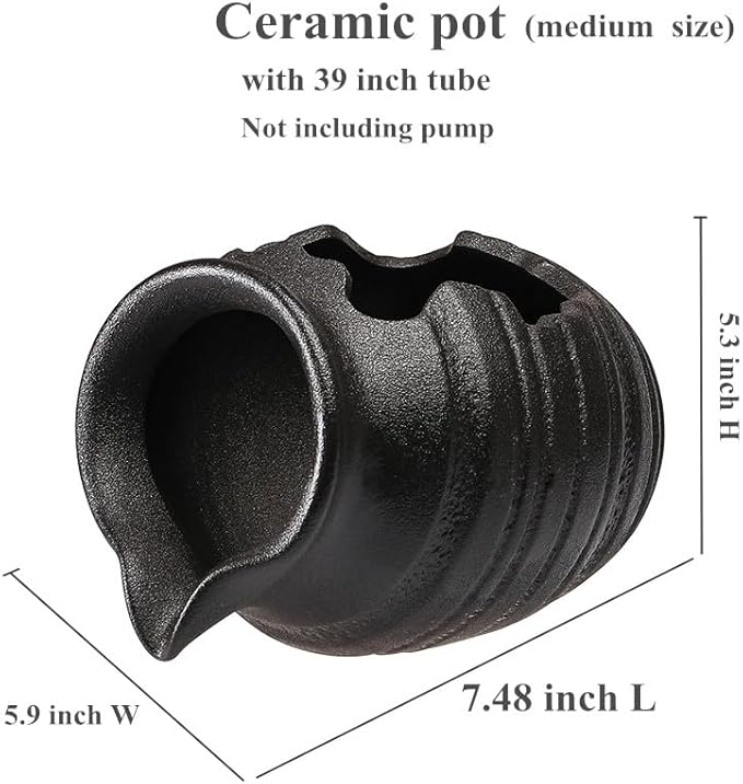 Outdoor Garden Fountain Spitter Pond Water Feature Pump DIY Ceramic Pot Decoration (7.4 inch Color 4)