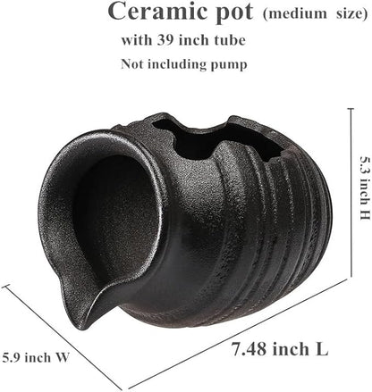 Outdoor Garden Fountain Spitter Pond Water Feature Pump DIY Ceramic Pot Decoration (7.4 inch Color 4)