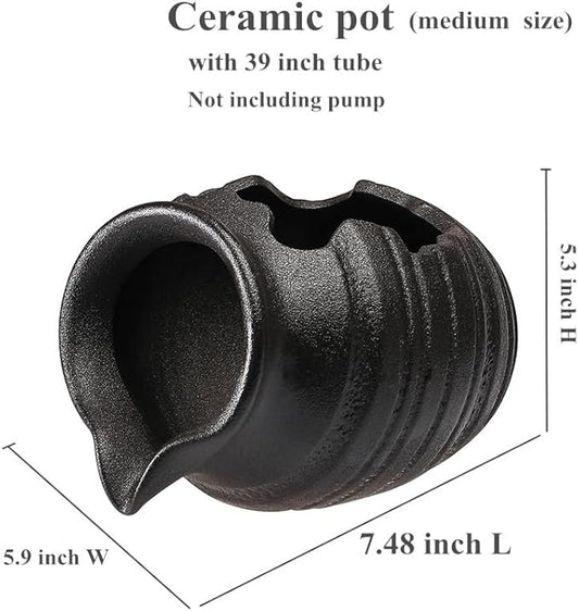 Outdoor Garden Fountain Spitter Pond Water Feature Pump DIY Ceramic Pot Decoration (7.4 inch Color 4)
