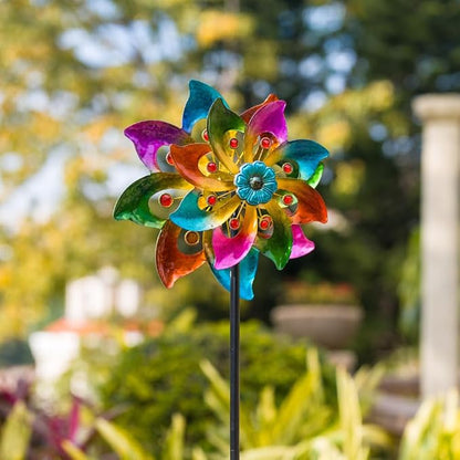 DREAMYSOUL Metal Wind Spinners Outdoor, 63" Kinetic Wind Spinners Colorful Wind Sculpture Yard Art for Garden Patio Lawn Decor