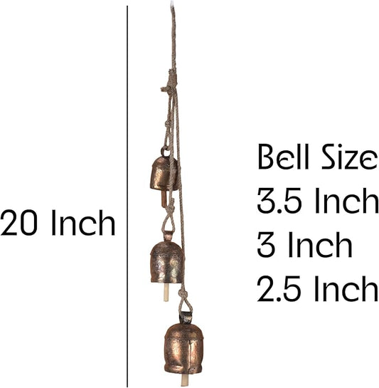 Wind Chimes for Outside – Metal Hanging Wind Bell Set with Bronze Finish, Rustic Entryway & Balcony Decor - 20" Farmhouse Wind Chimes - Indoor Outdoor Bells for Porch or Garden, Christmas Bells