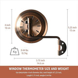 4-Inch Brass Analog Outdoor Thermometer & Humidity Gauge - Easy Install Battery-Free Wall Mount, Window Readable for Patio Garden Garage