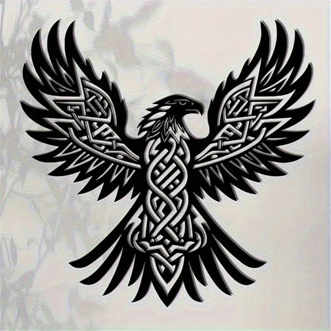 WPCJREU Totem Metal Wall Art, Eagle Feather Celtic Knot Iron Sculpture, Spiritual Tribal Decor for Living Room, Office & Patio