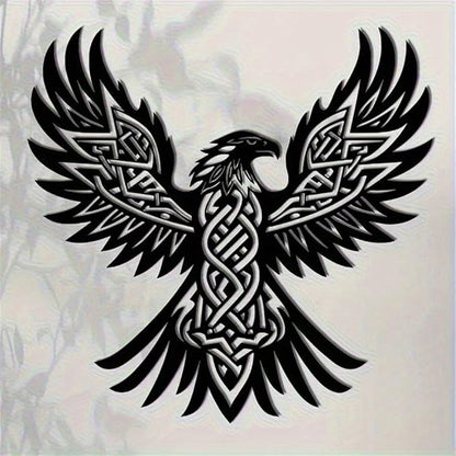 WPCJREU Totem Metal Wall Art, Eagle Feather Celtic Knot Iron Sculpture, Spiritual Tribal Decor for Living Room, Office & Patio