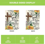 AVOIN colorlife Sunflower Spring Summer Garden Flag 12x18 Inch Double Sided Outside, With God All Things Are Possible Floral Yard Outdoor Decoration