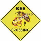 Metal Tin Sign Bee Crossing Xing Farm Organic Country Yard Sign Aluminum Street Sign for Indoor Outdoor Home Decor Wall Decoration 12x12 Inch