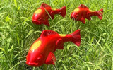 Koi Fish Decor Garden,Koi Art Decor Resin Sculptures with Stake, Garden Sculptures & Statues,A Set of 3 Pieces Fish Sculpture for Outdoors, Patio, Yard, Lawn, Pond and Home Decoration (Red)