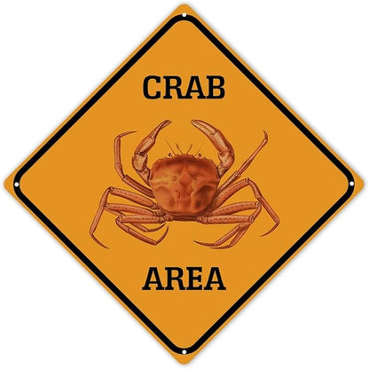 Crab Crossing Xing Sign Beware of Crab Metal Sign Ocean Animal Funny Warning Sign Crossing Zone Sign for Farm Yard Front Door Indoor Outdoor Street Sign 12x12in