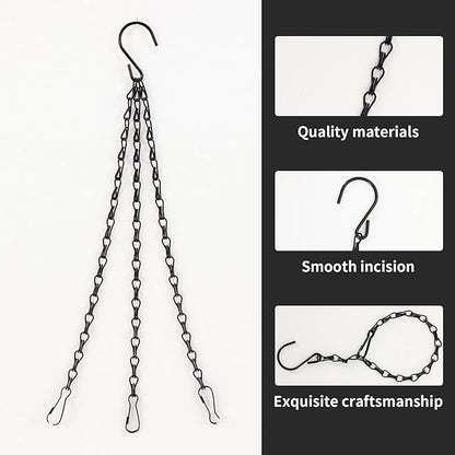 12 Pcs Adjustable Hanging Chains with S Hooks,10 Inch Black Metal Plant Hanger Chain for Hanging Baskets, Bird Feeders, Lanterns, Wind Chimes (Comes with 12 Replacement Metal Plant Hooks)