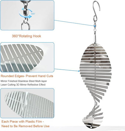 18Pcs Bird Deterrents for Outside, 6 Set Highly Reflective Hanging Wind Spinners Outdoor Metal Bird Reflectors for Outside Garden Decor Lightweight Bird Devices to Scare Birds Away from Yard