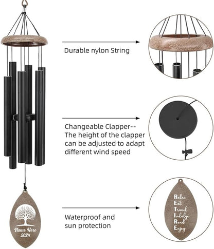 ASTARIN Personalized Happy Retirement Gift, Custom Name Retirement Wind Chimes for Women Men, 35" Large Deep Tone Wind Chime Retire Gifts for Teacher Co-Workers Friends Parents(Produced in USA)