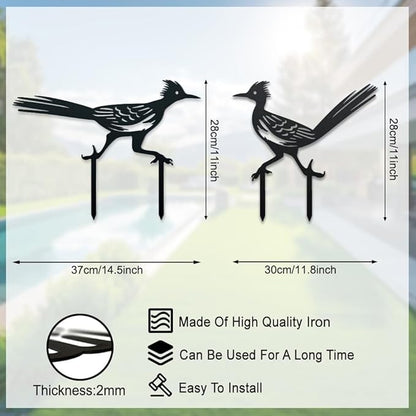WADORN 2Pcs Metal Bird Garden Stake Statue, Running Birds Silhouette Decorative Farmhouse Stakes Metal Lawn Ornaments Cute Animal Lawn Art for Bird Lover Garden Backyard Outdoor Decorations