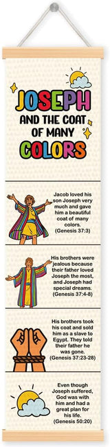 Joseph's Coat of Many Colors Banner, Church Banner, Christian Rustic Hanging Door Flag, Farmhouse Decorations Outdoor Indoor, Church Activity Decor, Bible Lesson, Scripture and Words Decorations