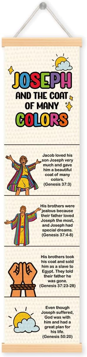 Joseph's Coat of Many Colors Banner, Church Banner, Christian Rustic Hanging Door Flag, Farmhouse Decorations Outdoor Indoor, Church Activity Decor, Bible Lesson, Scripture and Words Decorations