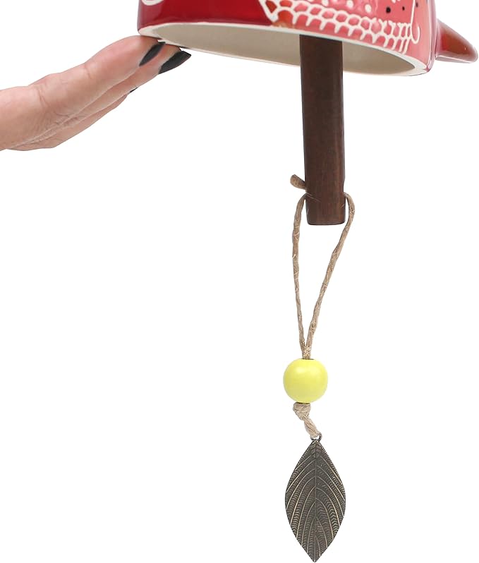 Bird Song Bell Wind Chime, Ceramic Cardinal Fashion Hanging Windchimes for Rustic Music Garden Backyard Church Decoration Porch Outside Outdoor Festival Memorial Gift Witness Friendship (Red)