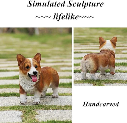 Garden Corgi Statue Dog Figurines Indoor/Outdoor Garden Landscaping Sculpture Corgi Sticking Out His Tongue Statues for Patio, Yard or Lawn Flower Pots Balcony Puppy Ornaments