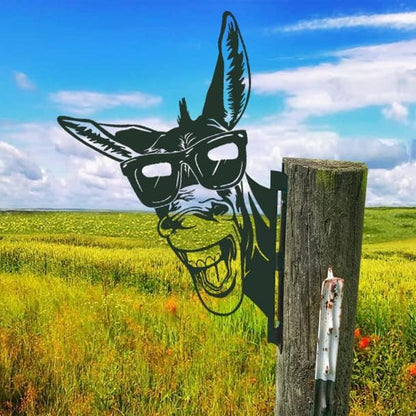 Farm Bear Art Garden Decor Outdoor Decoration, Farm Peeping Cow Metal Art Outdoor Decor, Fence Animals Silhouette Art Decoration for Farmhouse, Yard, Lawn Weather (E)
