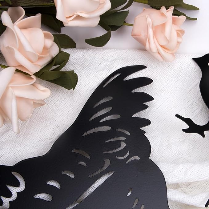 4Pcs Metal Chicken Garden Decorative Statues Distinct Hen and Chicks Silhouette Design,Black Hollow-Cut Yard Art, Perfect Decor for Lawns Yard Gardens