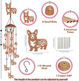 INFUNLY Corgi Wind Chimes for Outside Puppy Metal Wind Chime Aluminum Windchime Tubes Dog Animal Memorial Wind-Bell Retro Music Windchimes with Bells for Yard Garden Decor Housewarming Birthday Gift