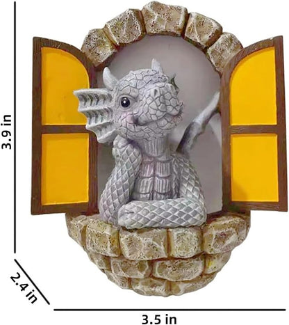 YWHWXB Garden Dragon Resin Sculpture,Lovely Outdoor Sculpture Ornaments,Garden Dragon Decor Statue for Home Patio Courtyard Lawn Decoration