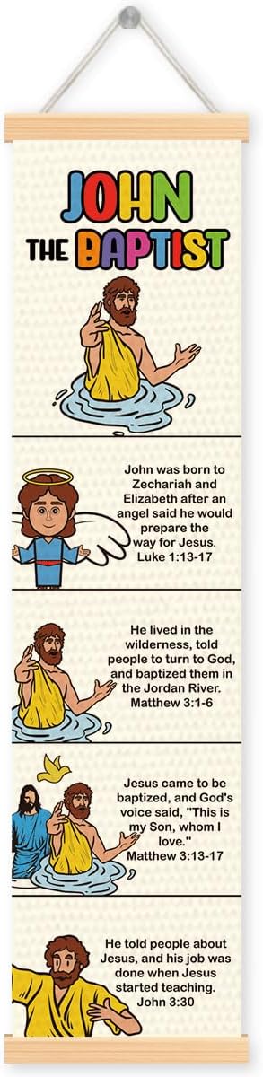 John the Baptist Banner, Church Banner, Christian Rustic Hanging Door Flag, Farmhouse Decorations Outdoor Indoor, Church Activity Decor, Bible Lesson, Scripture and Words Decorations