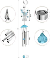 Solar Angel Wind Chimes - Outdoor Garden Decoration, Waterproof Solar Hanging Wind Chimes Lights for Garden, Window, Gazebo, Patio, Gifts for Women (Blue)