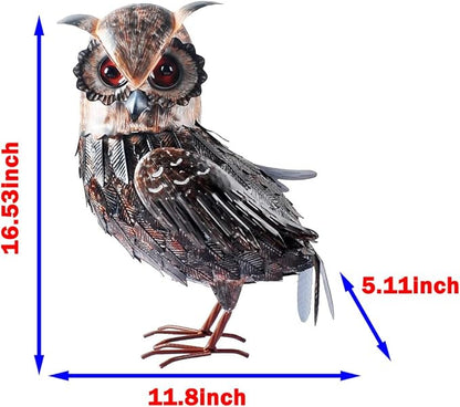 16.5" Metal Owl Statues Outdoor Garden Yard Art for Patio Backyard