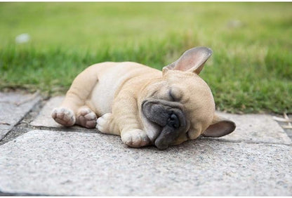 Hi-Line Gift Ltd, Pet Pals French Bulldog Puppy Sleeping, 7-inch Length, Indoor Outdoor Statue Figurine